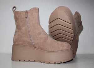 Botines Casual plataforma Beige y suela gruesa